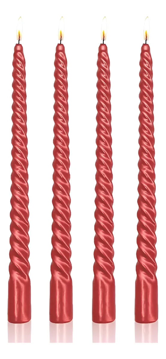Set 4 Velas Espiral 24 cm Rojo Vela Frank Home Chile